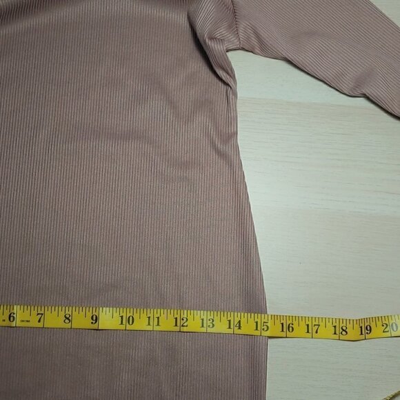 NWOT MISSGUIDED Taupe ribbed long sleeve bodycon midi dress - Picture 10 of 14